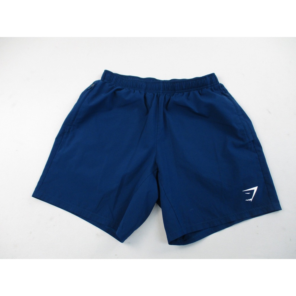 Gymshark Shorts Men S Blue Arrival 5" Inseam Elastic Waist Zipper Pocket Active
